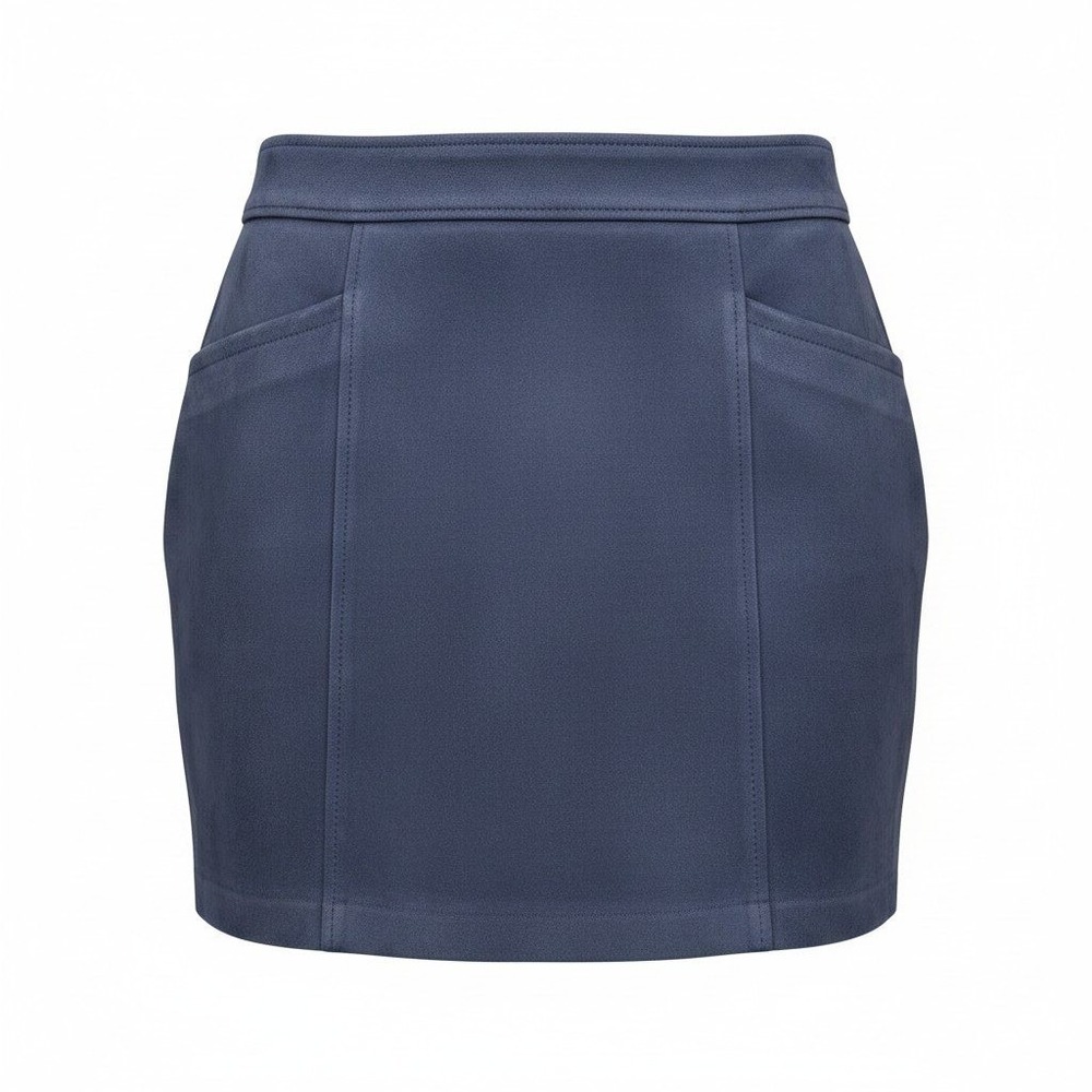 LOFT Faux Suede Mini Skirt Womens 4 Blue Faux Suede A-Line Career Casual